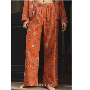 Anthropologie LyreBird Flannel Pajama Pant Bottom Extra Large XL Bird Butterfly
